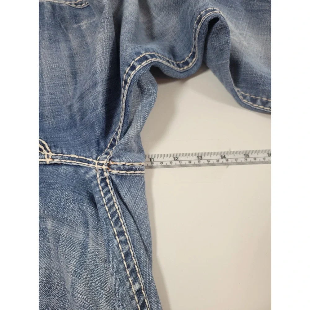 Rock Revival Bianca Bootcut Jeans‎ Womens 28 Blue Excellent Fleur-De-Lis Stitch